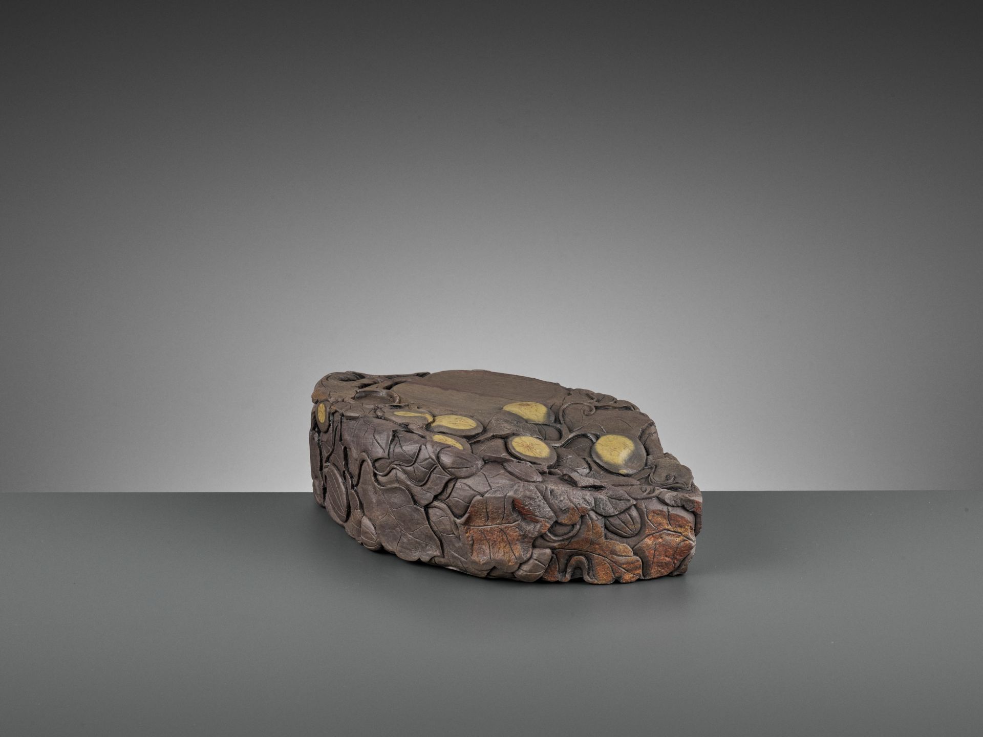 A MASSIVE CARVED 'MELON' DUAN INKSTONE, EARLY QING - Image 8 of 13