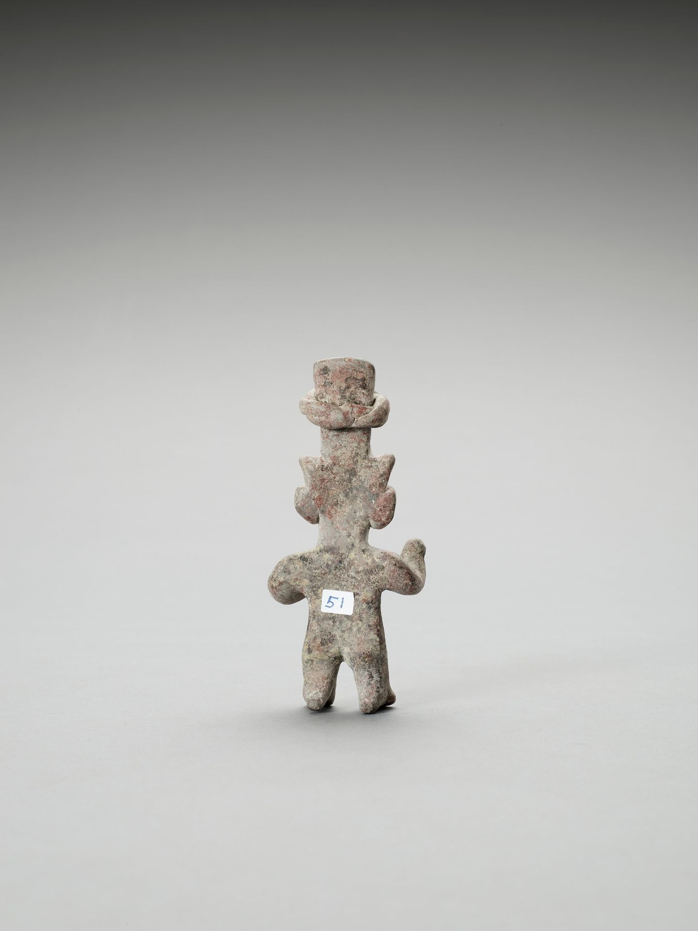 PRE-COLUMBIAN FIGURE OF A CONCERNED MAN - Image 4 of 6