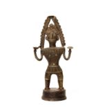 AN EXCEPTIONAL BASTAR BRONZE OF A DEITY WITH SCEPTRE AND VESSEL