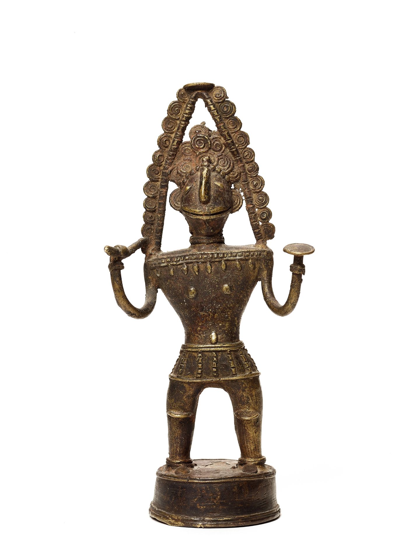 AN EXCEPTIONAL BASTAR BRONZE OF A DEITY WITH SCEPTRE AND VESSEL