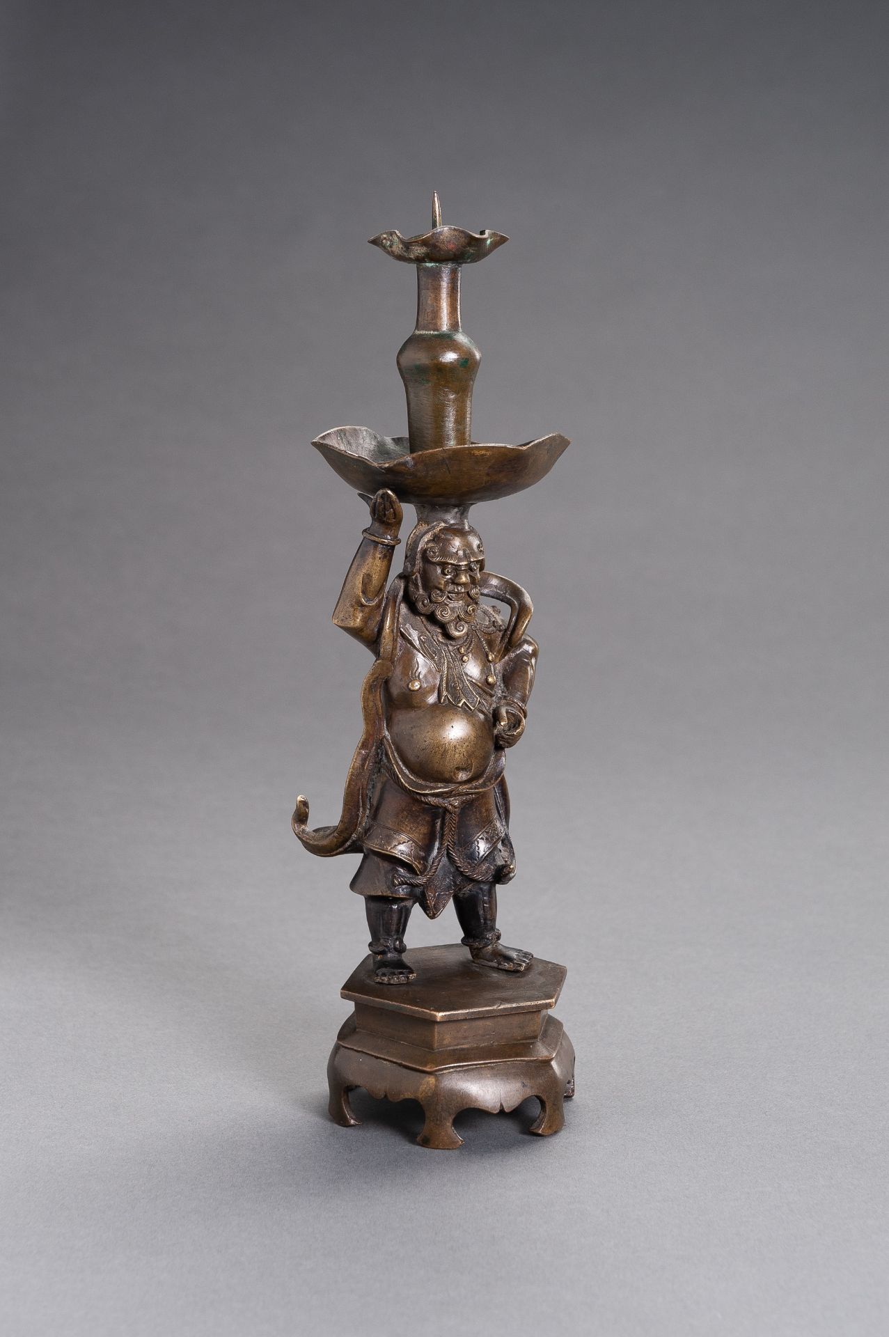 A BRONZE 'FOREIGNER' CANDLESTICK - Image 4 of 7