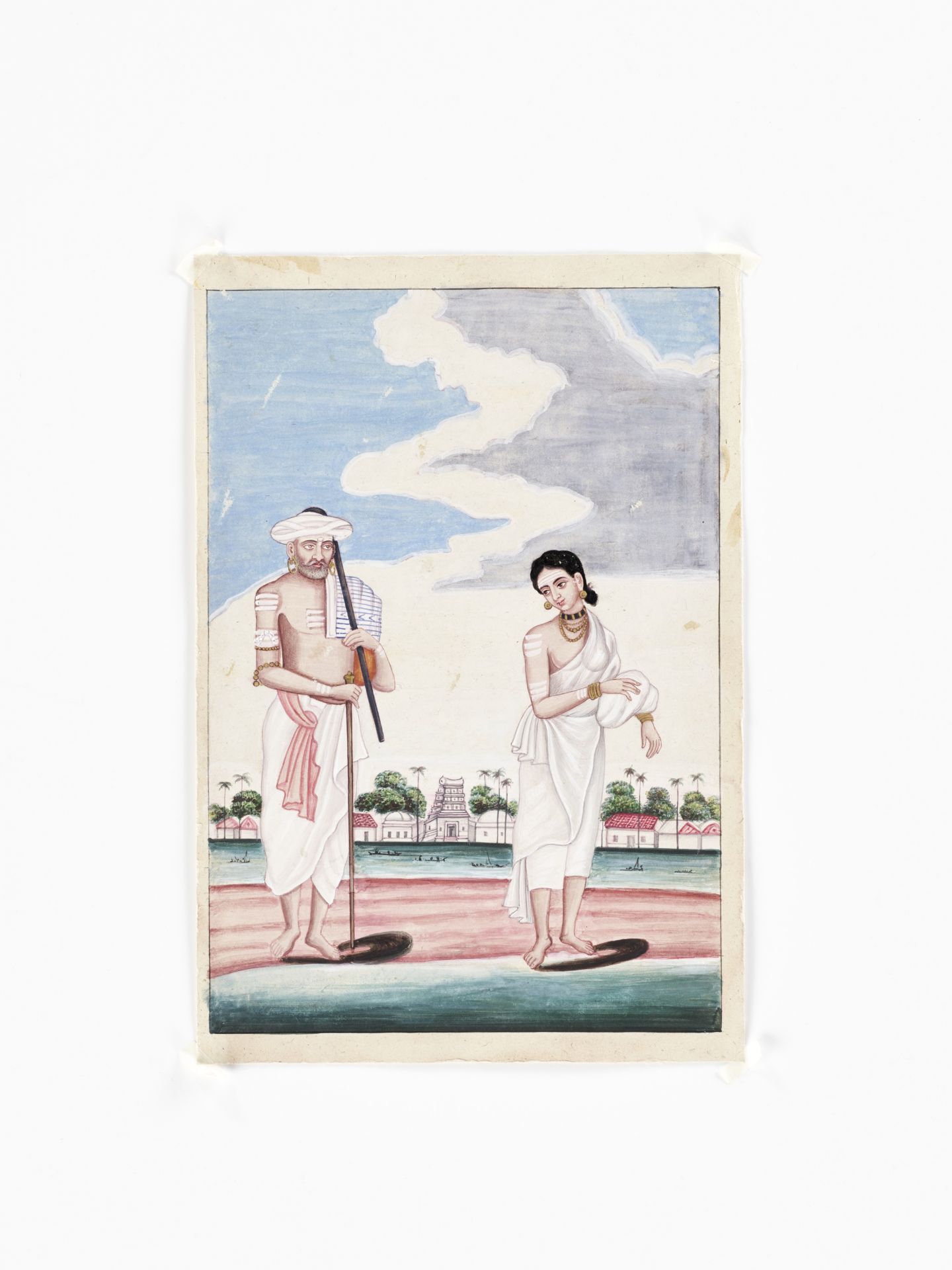 A FINE INDIAN COMPANY SCHOOL PAINTING OF A COUPLE