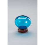 A BLUE PEKING GLASS BRUSHWASHER WITH GUANGXU MARK