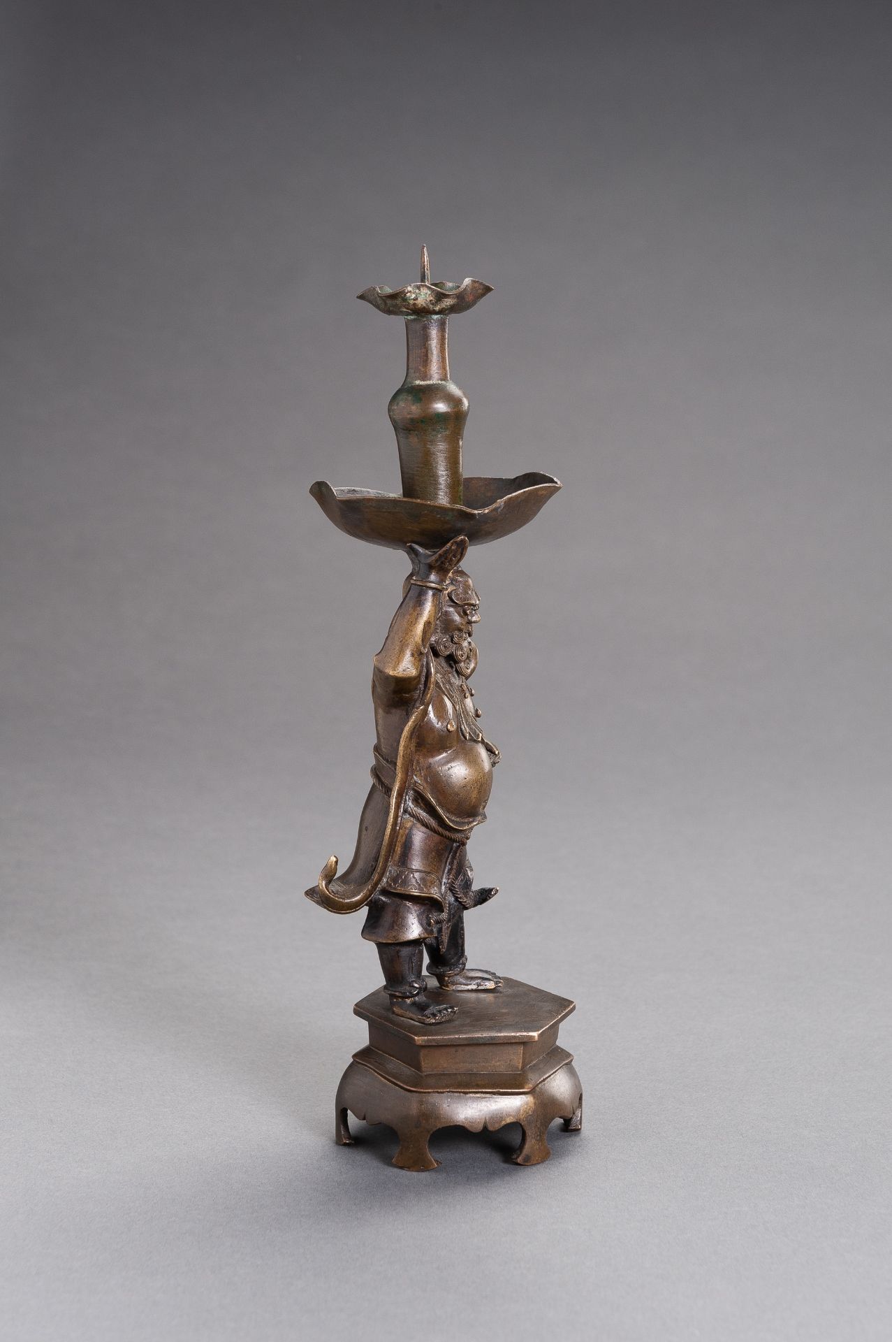 A BRONZE 'FOREIGNER' CANDLESTICK - Image 3 of 7