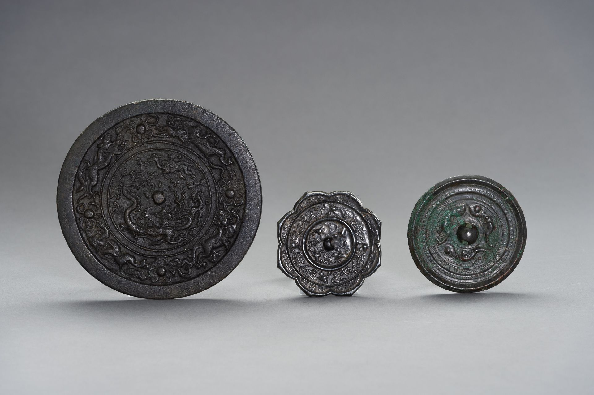 THREE TANG STYLE BRONZE MIRRORS