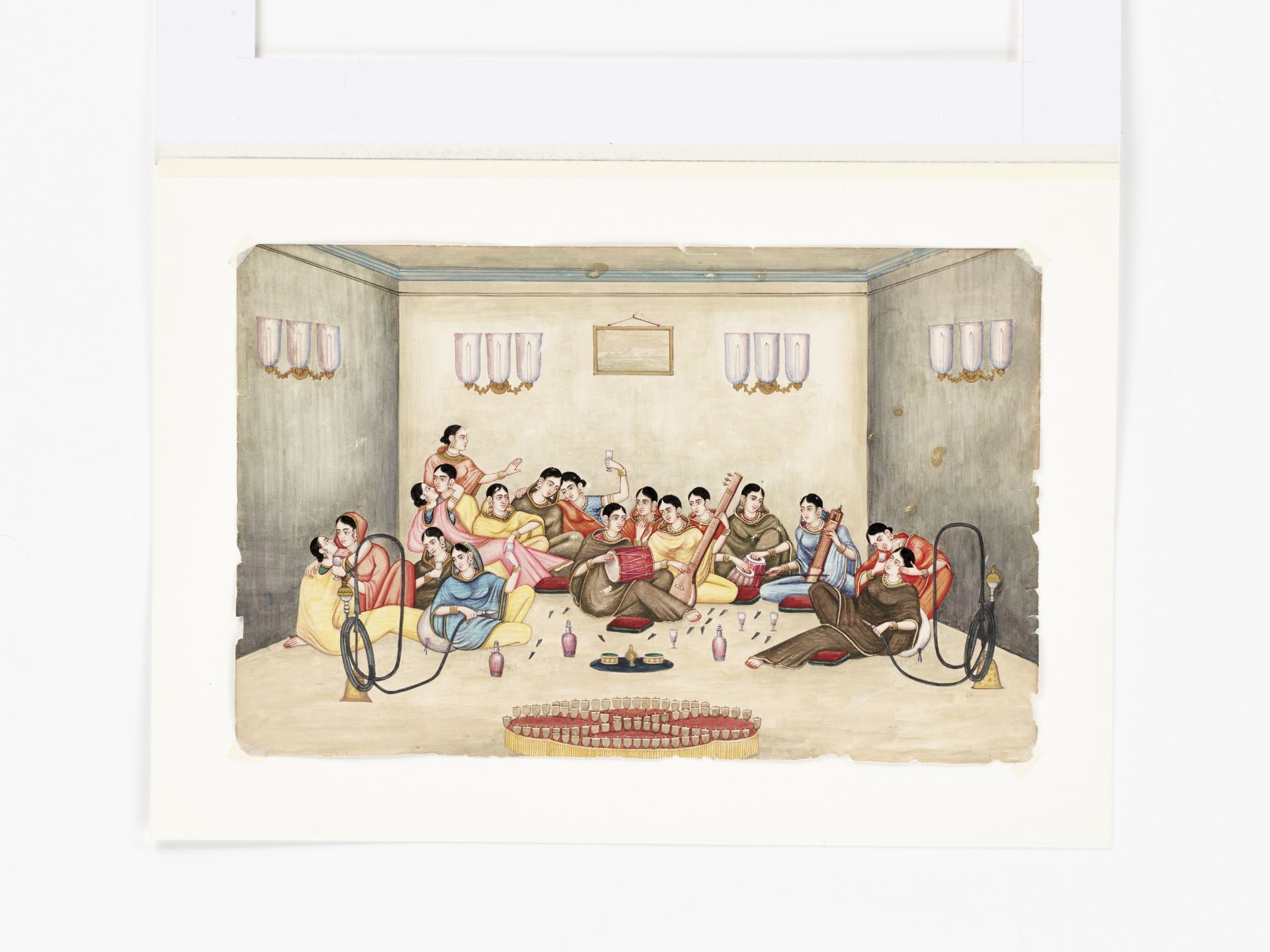 AN INDIAN COMPANY SCHOOL PAINTING OF A GROUP OF LADIES