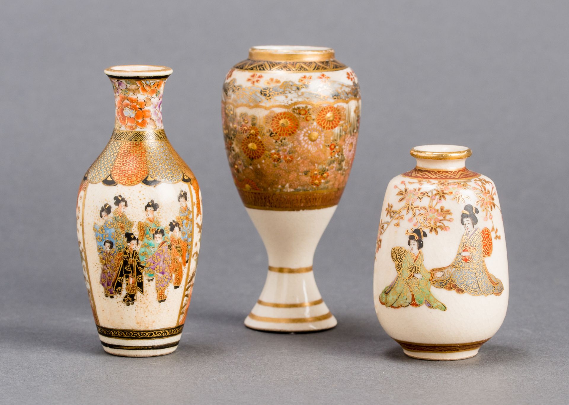 THREE SATSUMA VASES