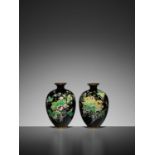 A PAIR OF SMALL CLOISONNE VASES