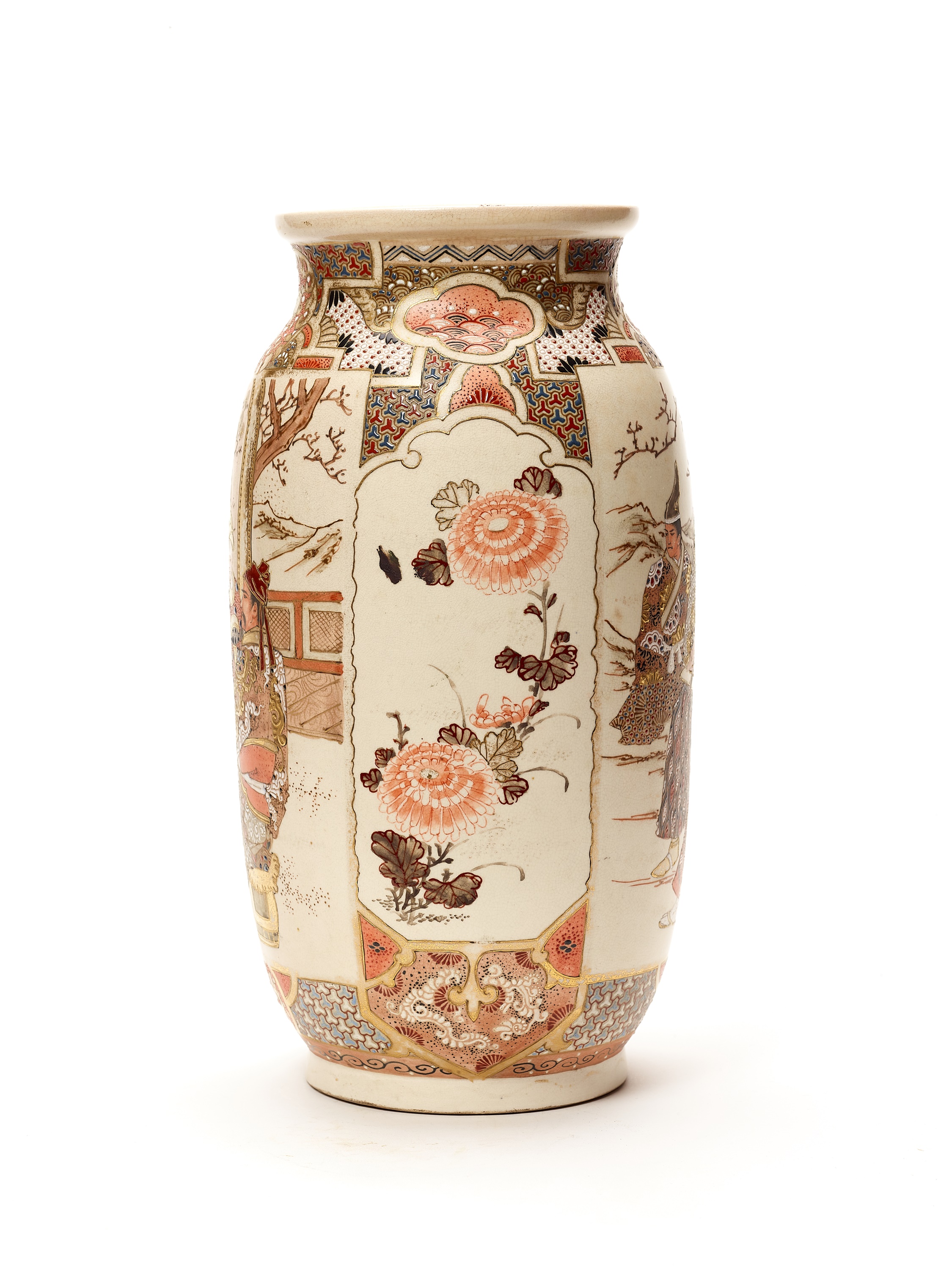 A LARGE SATSUMA CERAMIC VASE WITH SAMURAI WARRIORS - Image 3 of 5