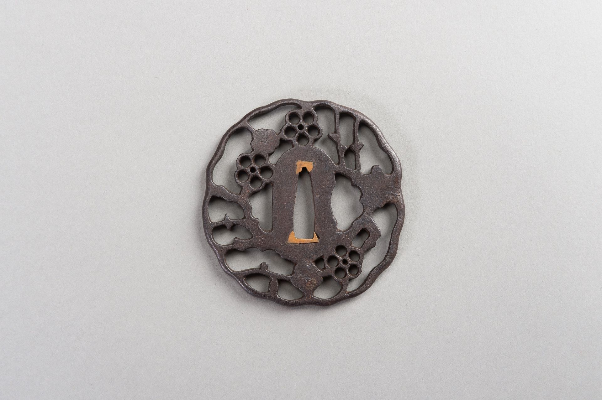 AN IRON SUKASHI-TSUBA WITH FLOWERS AND CLOUDS - Image 3 of 7