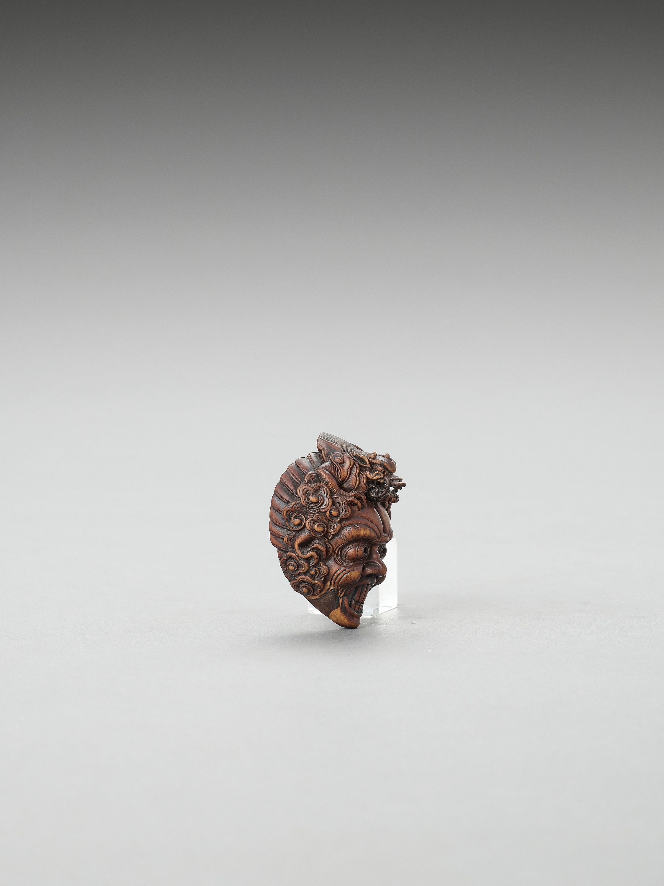 A WOOD BUGAKU MASK NETSUKE OF RANRYO-O - Image 2 of 3