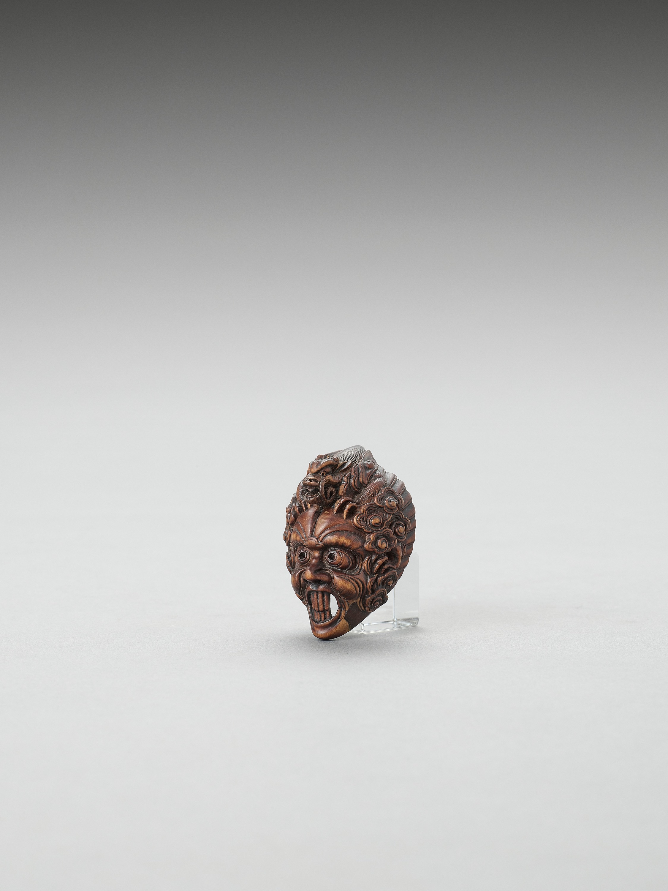 A WOOD BUGAKU MASK NETSUKE OF RANRYO-O - Image 3 of 3