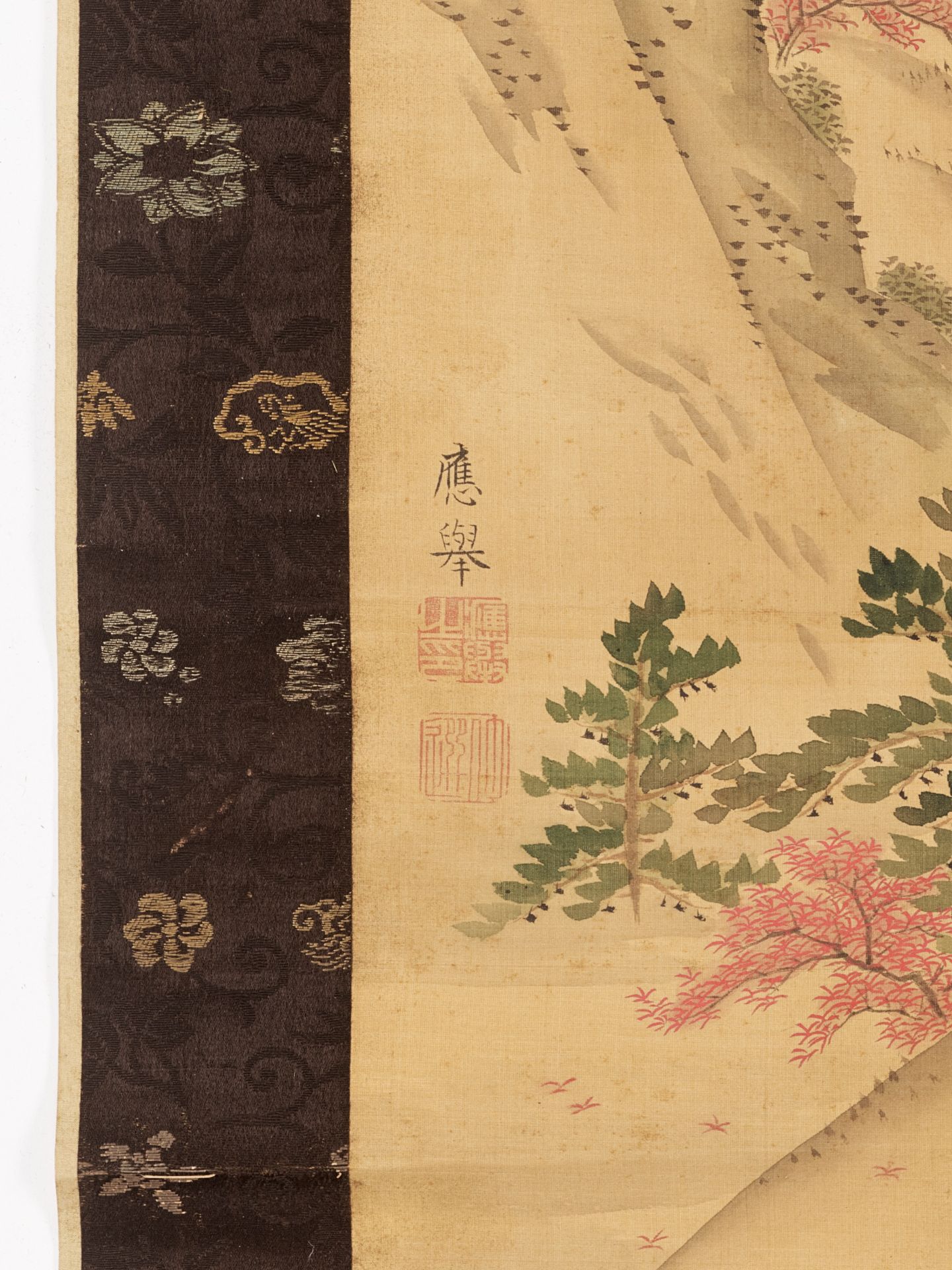 MARUYAMA OKYO: A SCROLL PAINTING OF A HILLY LANDSCAPE - Image 4 of 6