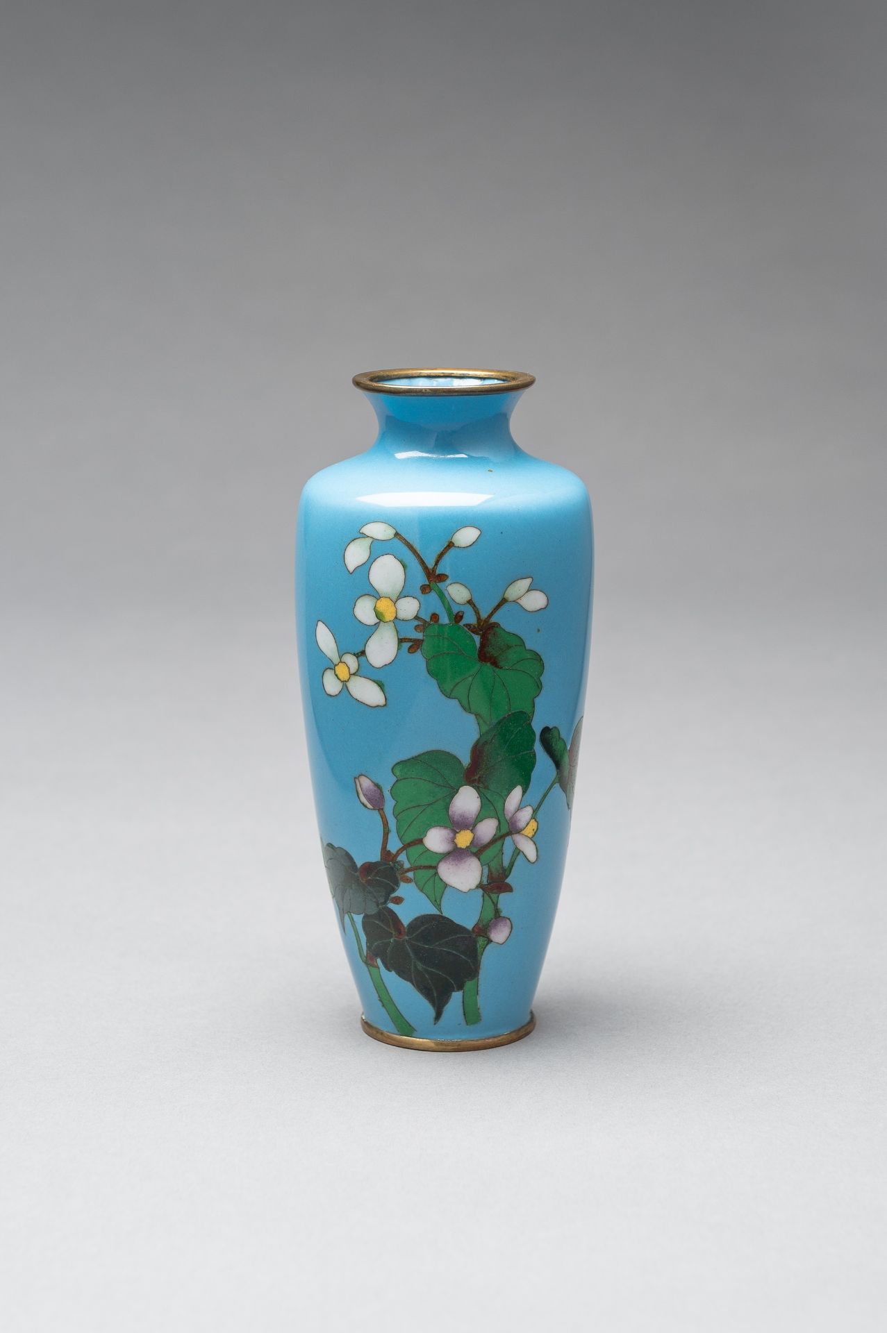 A LIGHT BLUE CLOISONNE ENAMEL VASE