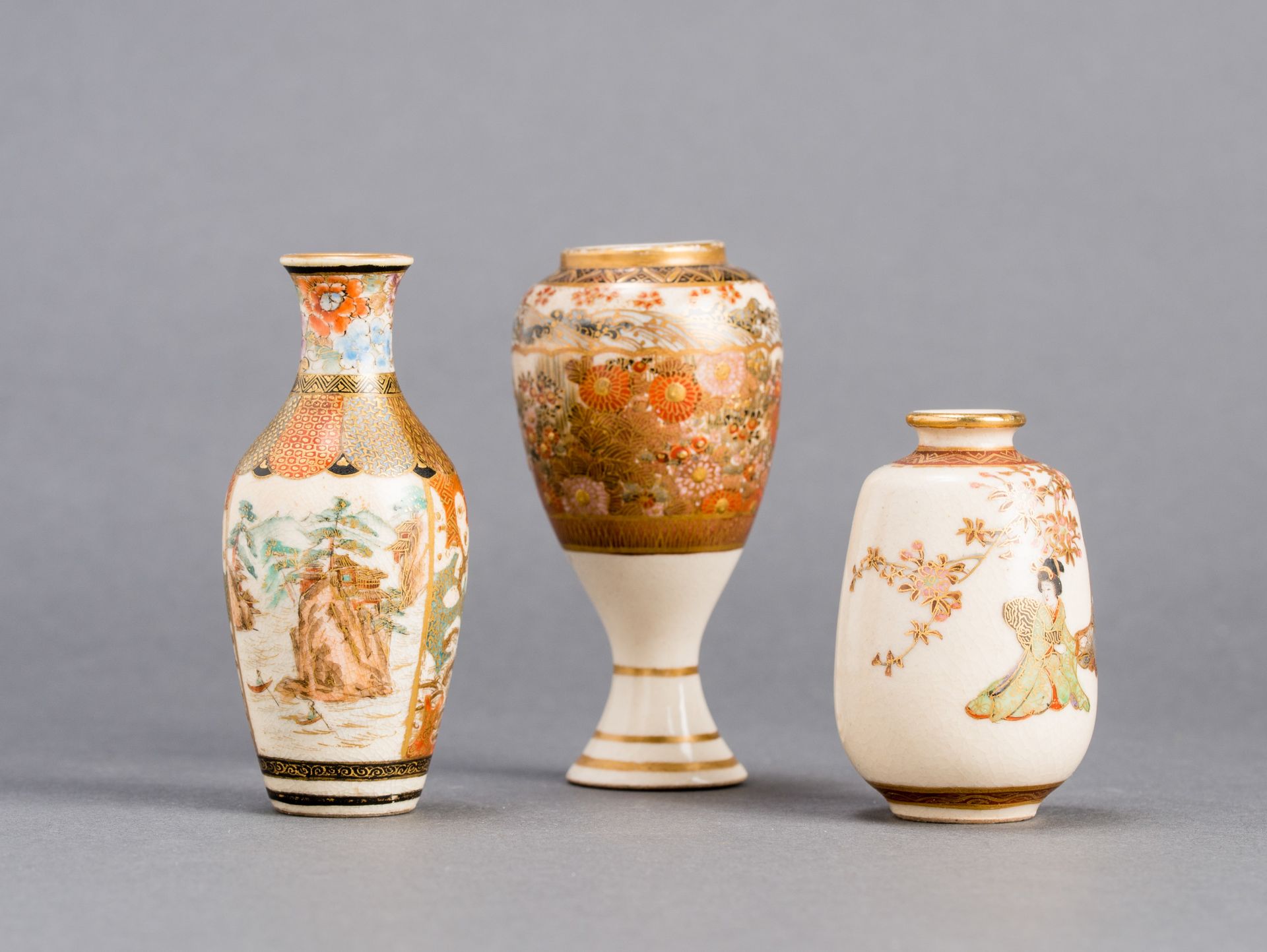 THREE SATSUMA VASES - Image 2 of 4