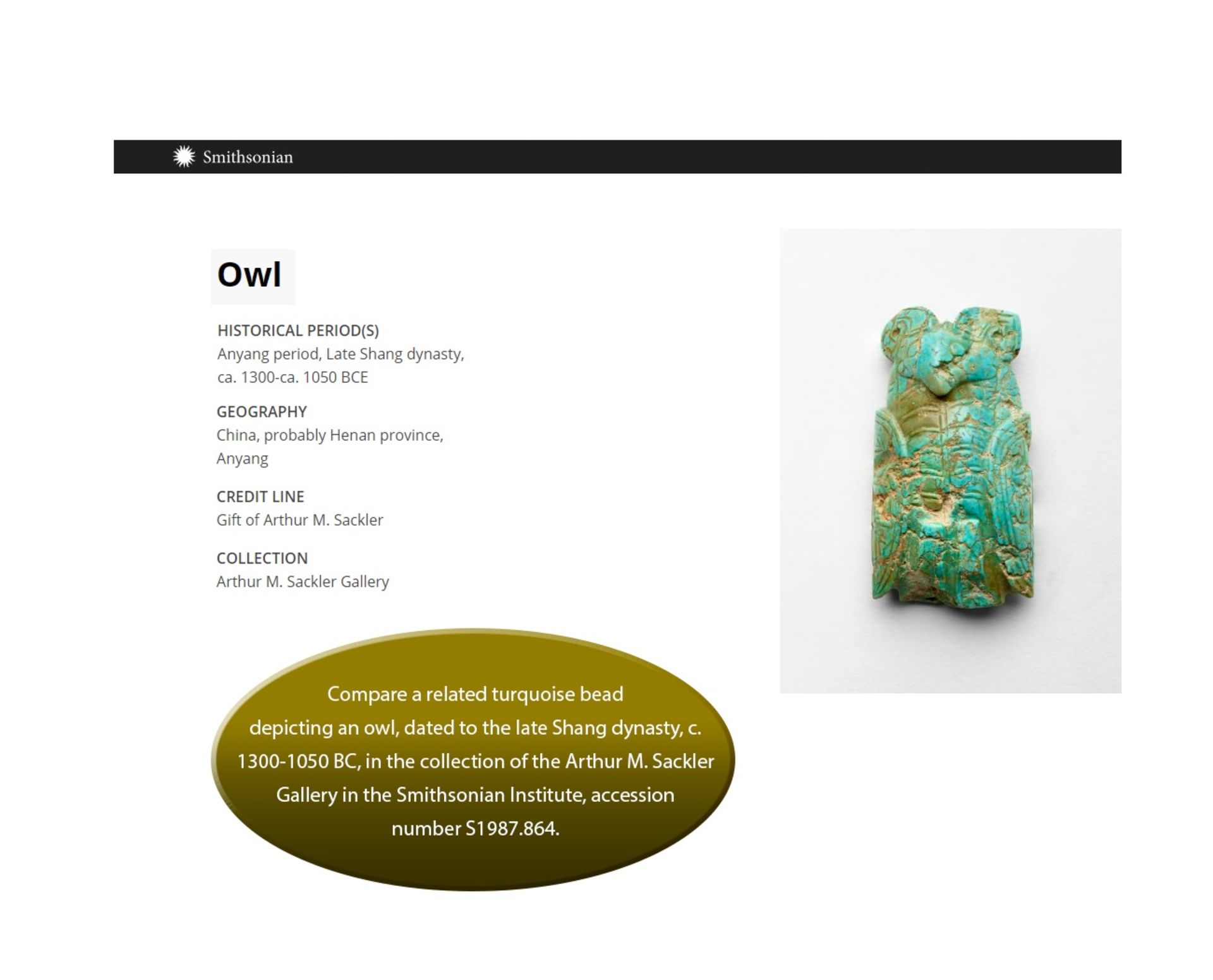 A TURQUOISE BEAD DEPICTING A CICADA, SHANG TO WESTERN ZHOU DYNASTY - Image 11 of 11