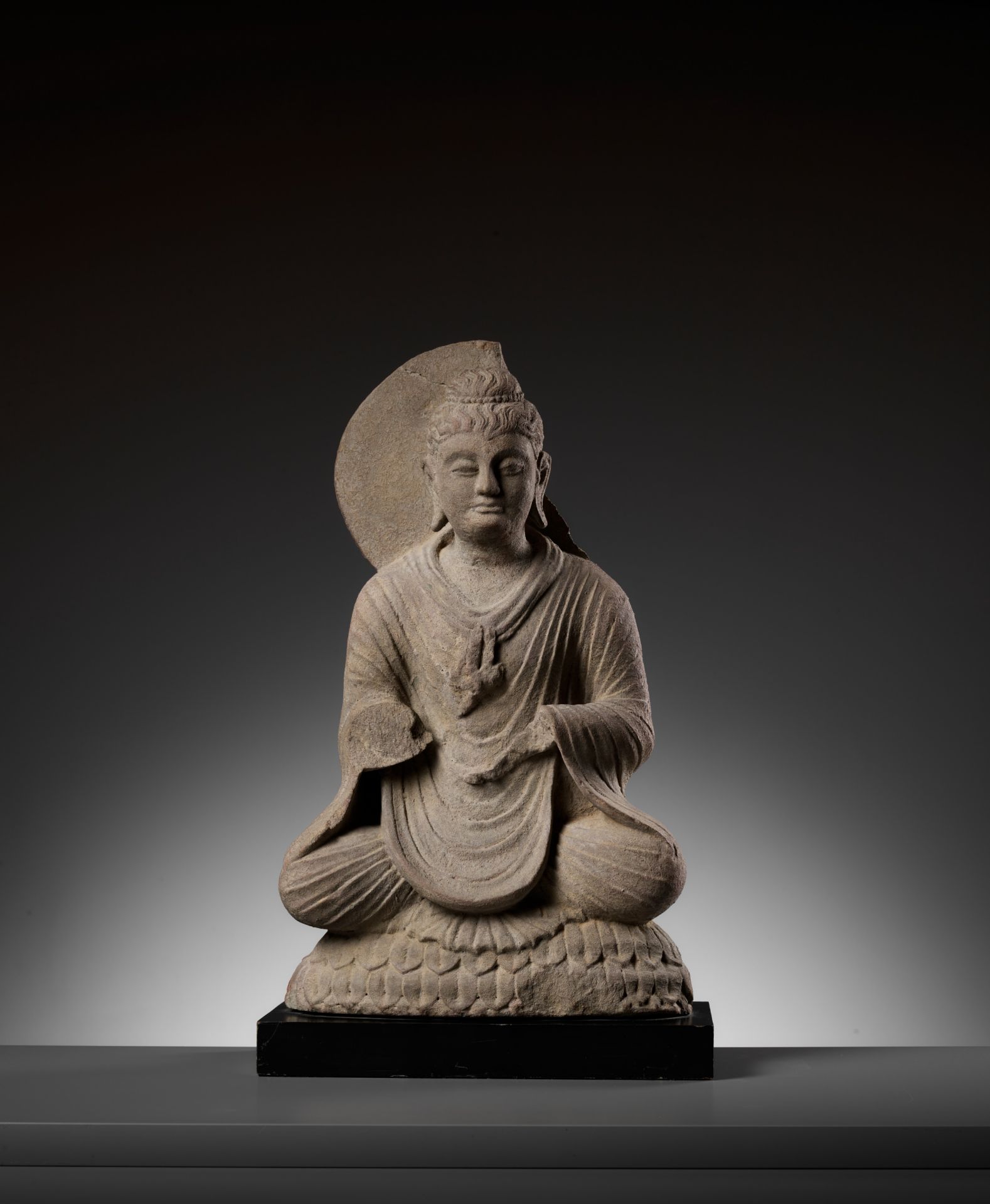 A GRAY SCHIST FIGURE OF BUDDHA AS A TEACHER, GANDHARA - Image 11 of 11