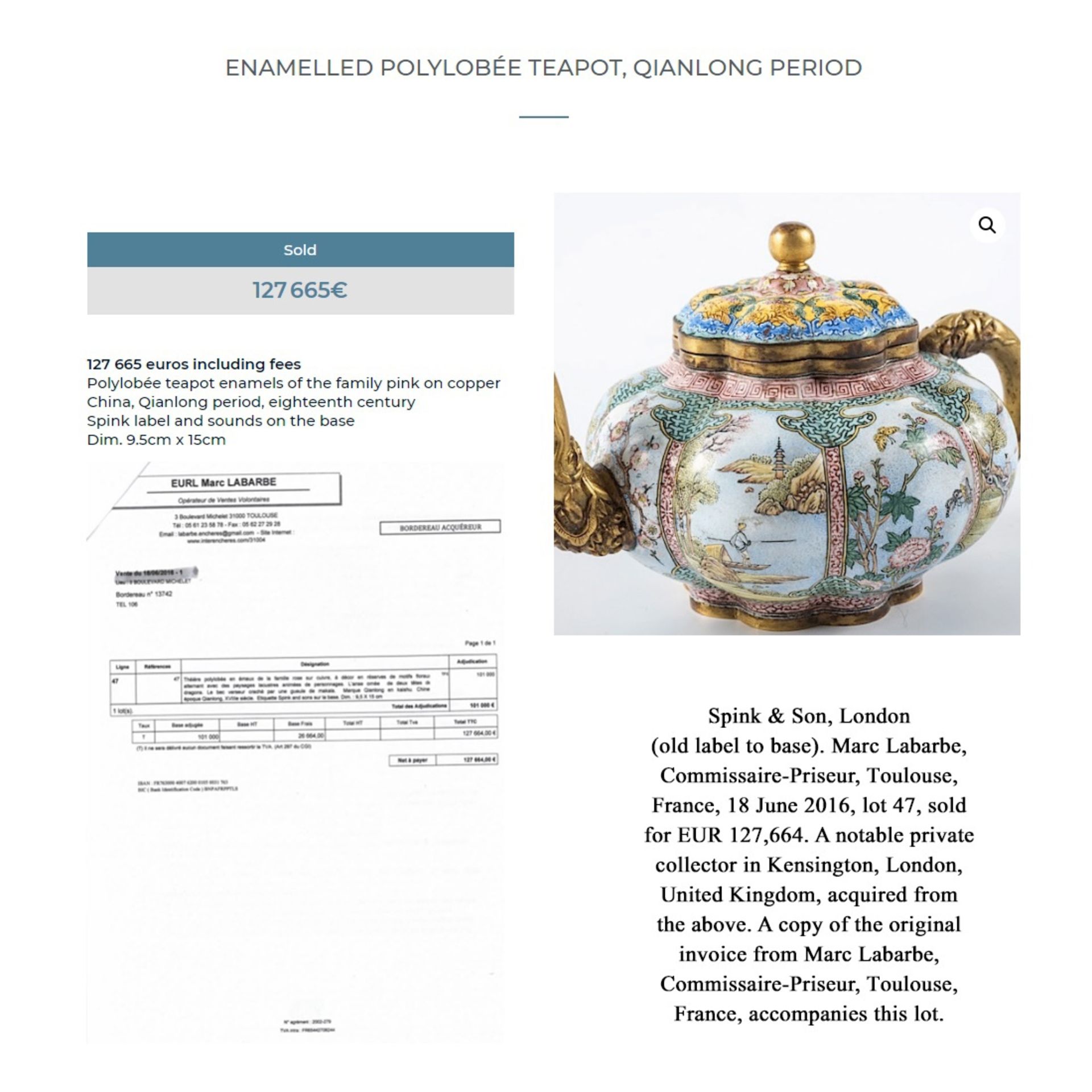 A LOBED ENAMEL ON COPPER TEAPOT, QING DYNASTY - Image 5 of 20