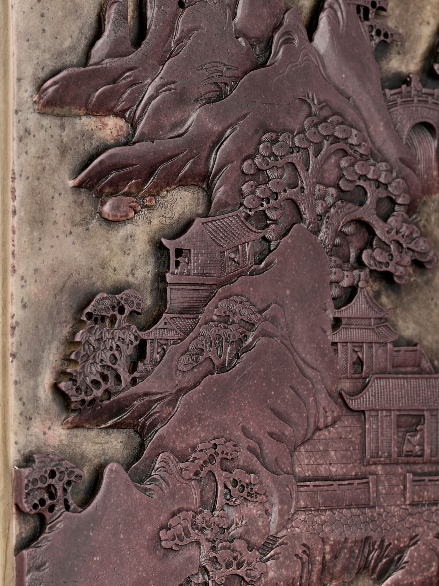 A DUAN STONE 'LANDSCAPE AND POEM' TABLE SCREEN, QING DYNASTY - Image 7 of 9