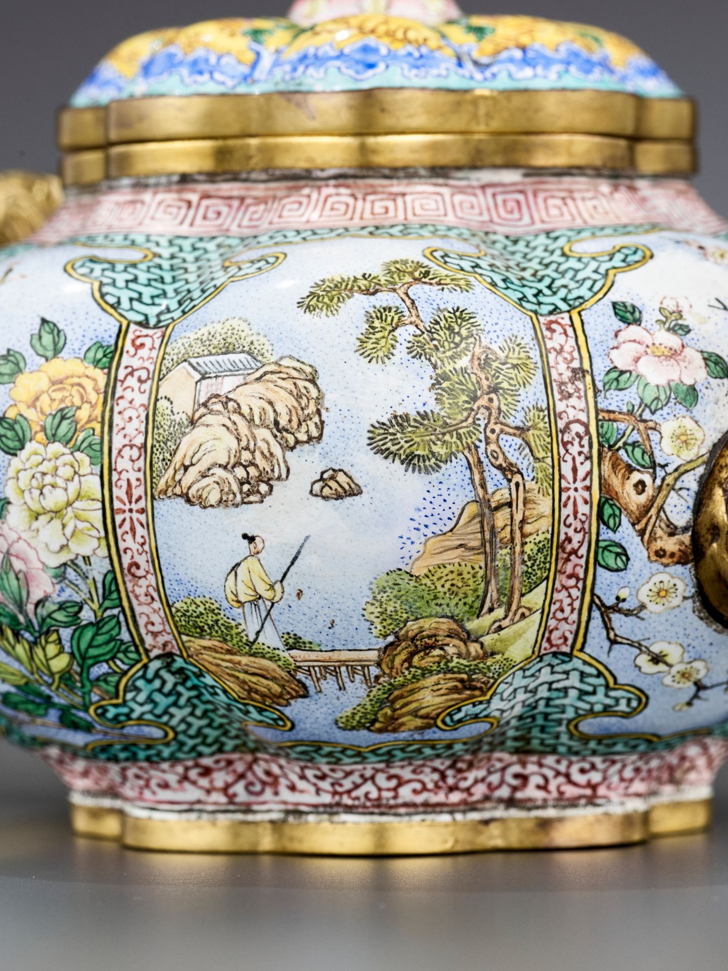 A LOBED ENAMEL ON COPPER TEAPOT, QING DYNASTY - Image 14 of 20