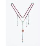 AN IMPRESSIVE TOURMALINE COURT NECKLACE, CHAOZHU, MID-QING