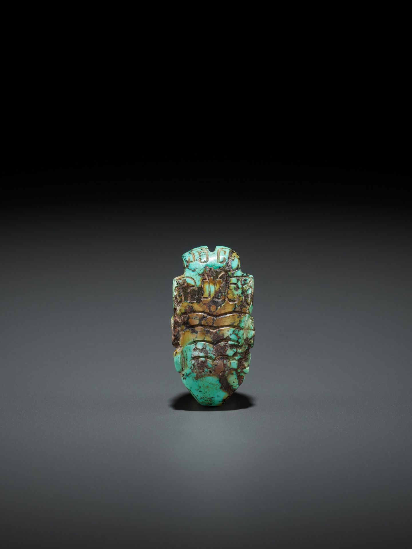 A TURQUOISE BEAD DEPICTING A CICADA, SHANG TO WESTERN ZHOU DYNASTY - Image 3 of 11