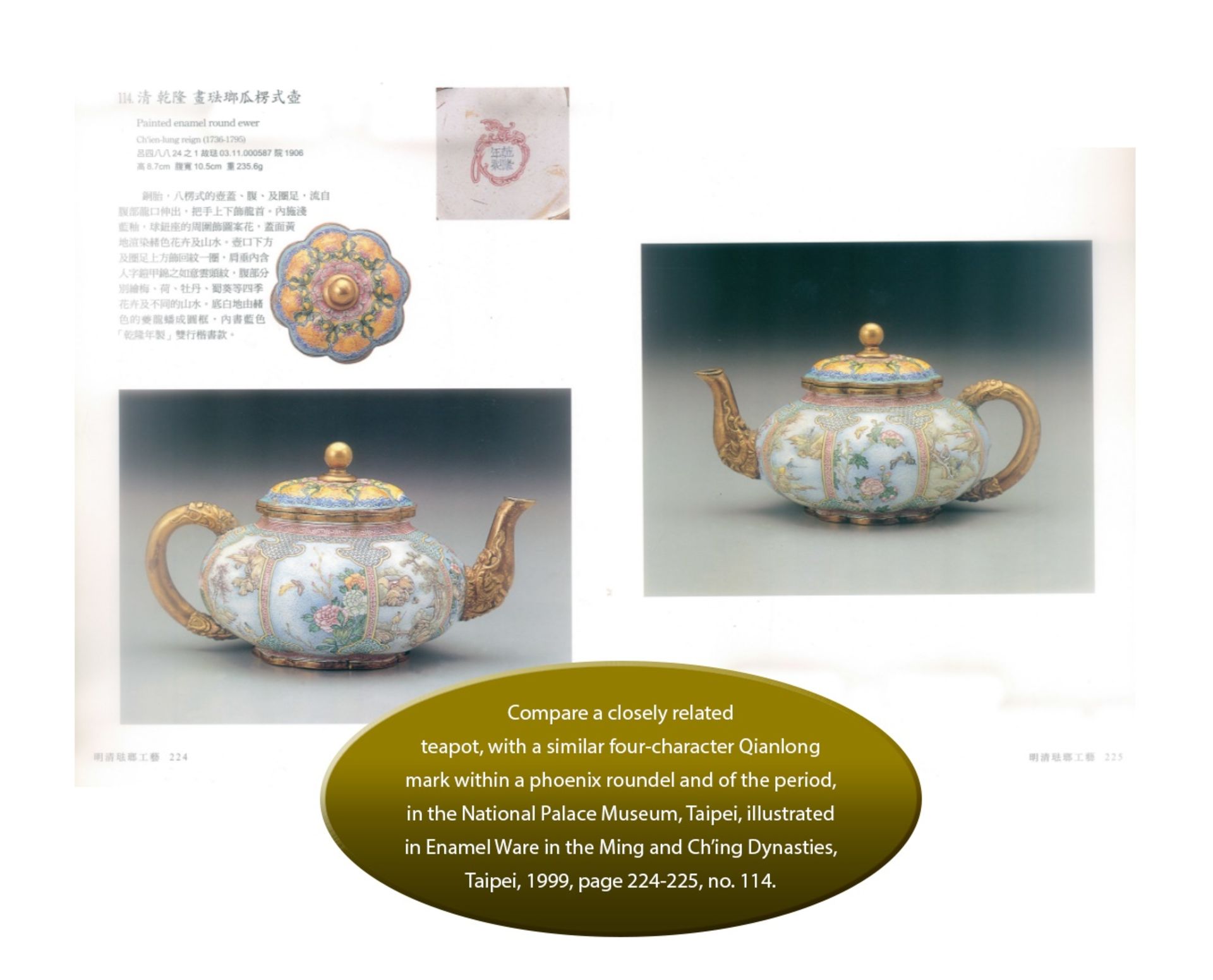 A LOBED ENAMEL ON COPPER TEAPOT, QING DYNASTY - Image 10 of 20