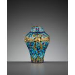 A RARE CLOISONNE ENAMEL 'SASH-TIED' BALUSTER VASE, ATTRIBUTED TO THE IMPERIAL WORKSHOPS, QIANLONG