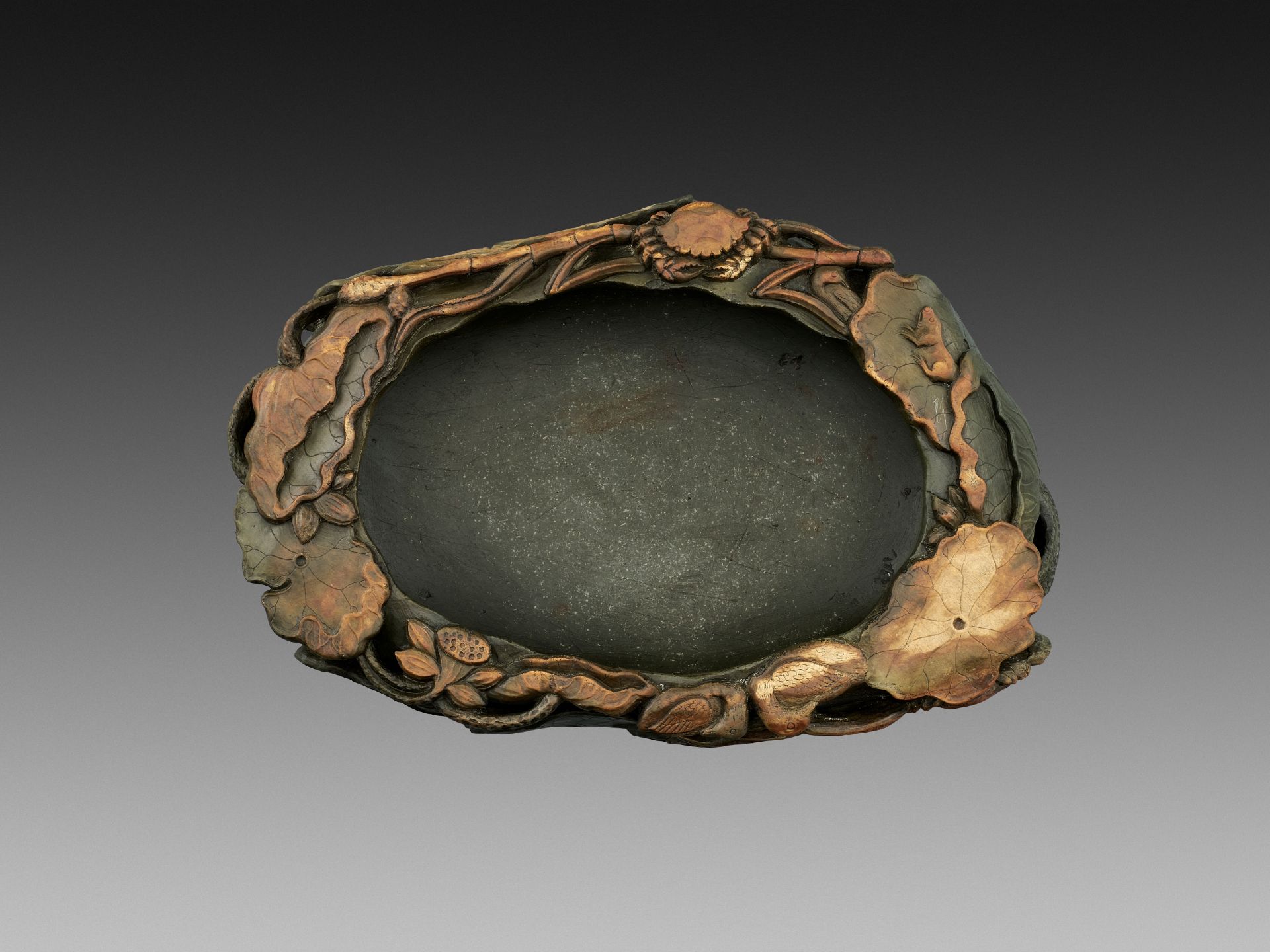 A LARGE DUAN STONE 'LOTUS POND' BASIN, QING DYNASTY - Image 12 of 14