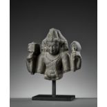 A BLACK STONE STELE FRAGMENT DEPICTING VISHNU, PALA PERIOD