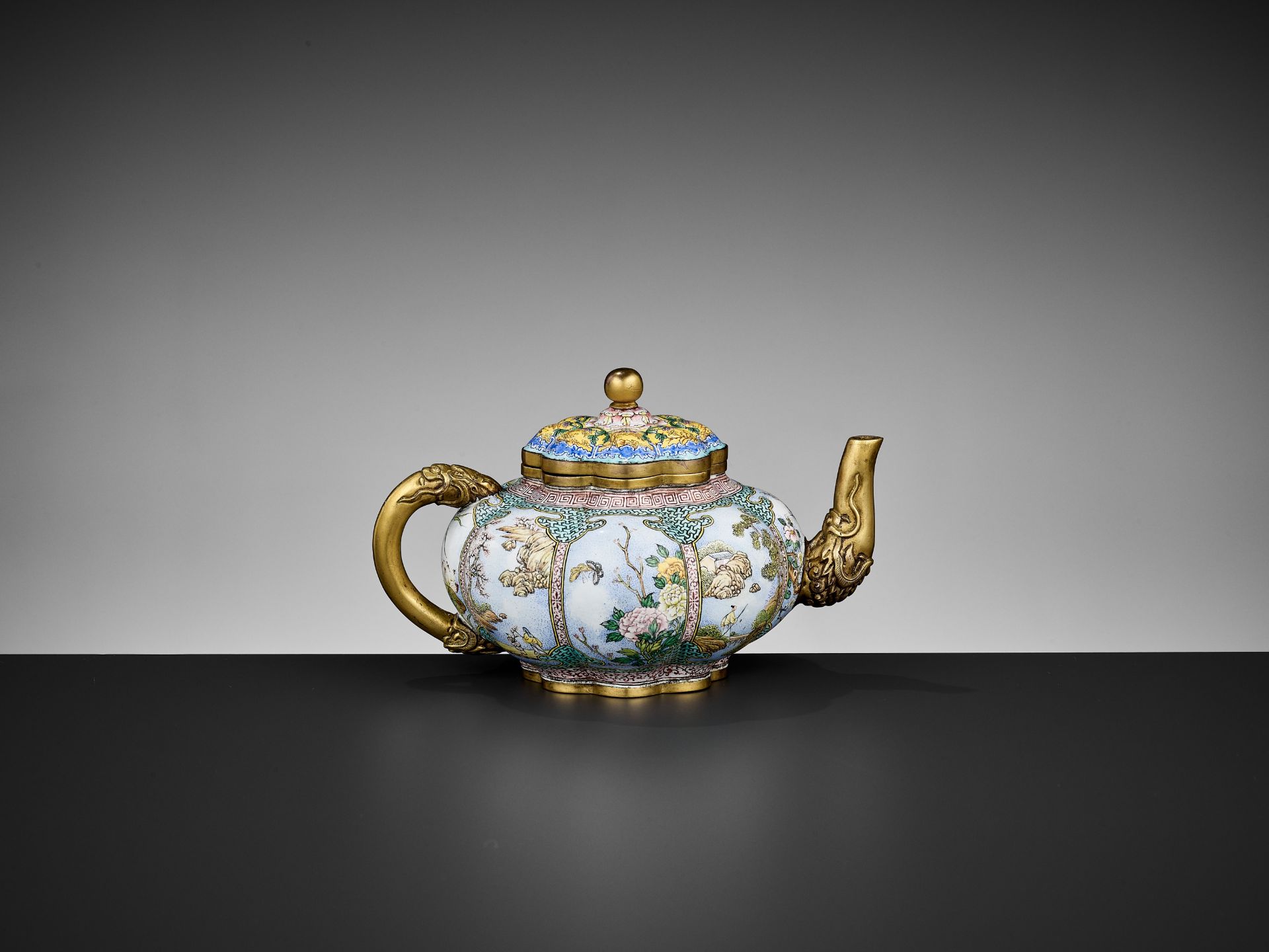 A LOBED ENAMEL ON COPPER TEAPOT, QING DYNASTY - Image 6 of 20