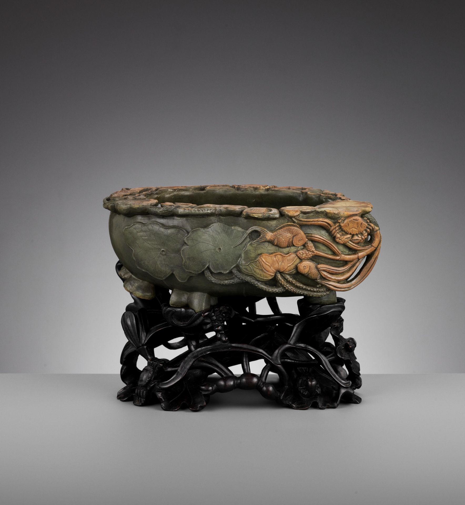 A LARGE DUAN STONE 'LOTUS POND' BASIN, QING DYNASTY - Image 9 of 14