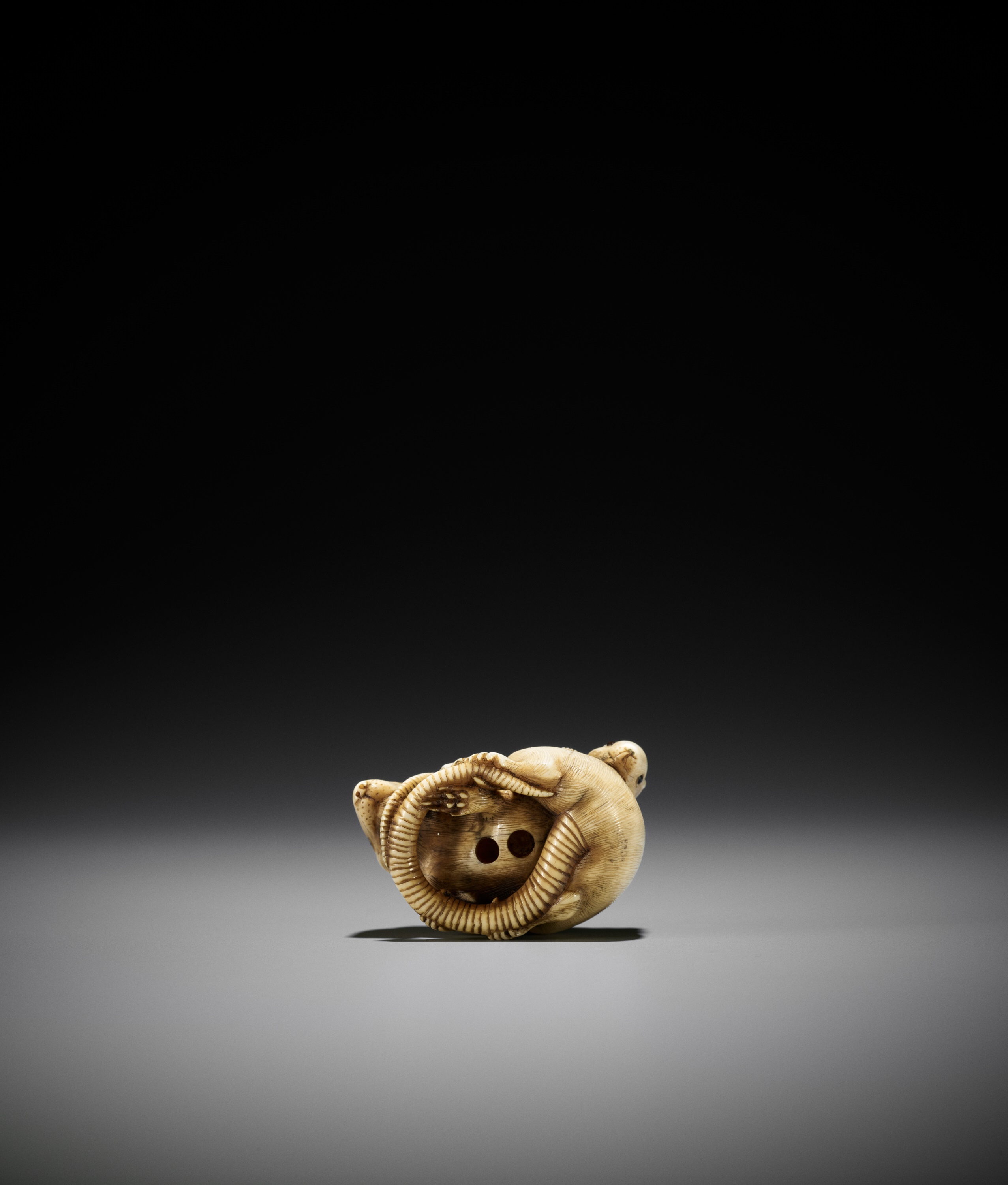 A POWERFUL AND LARGE KYOTO SCHOOL IVORY NETSUKE OF A RAT AND YOUNG - Image 5 of 11