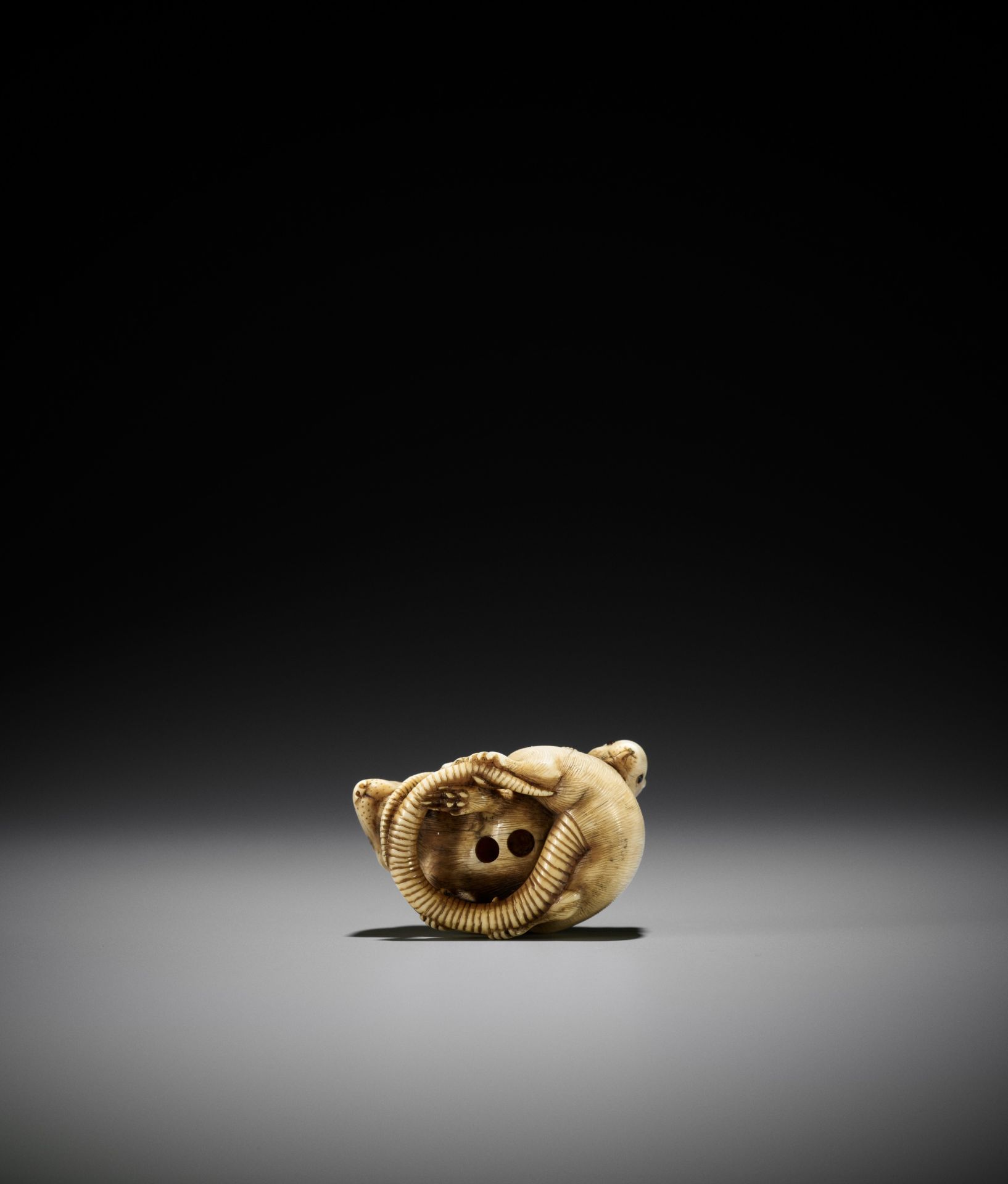 A POWERFUL AND LARGE KYOTO SCHOOL IVORY NETSUKE OF A RAT AND YOUNG - Image 5 of 11