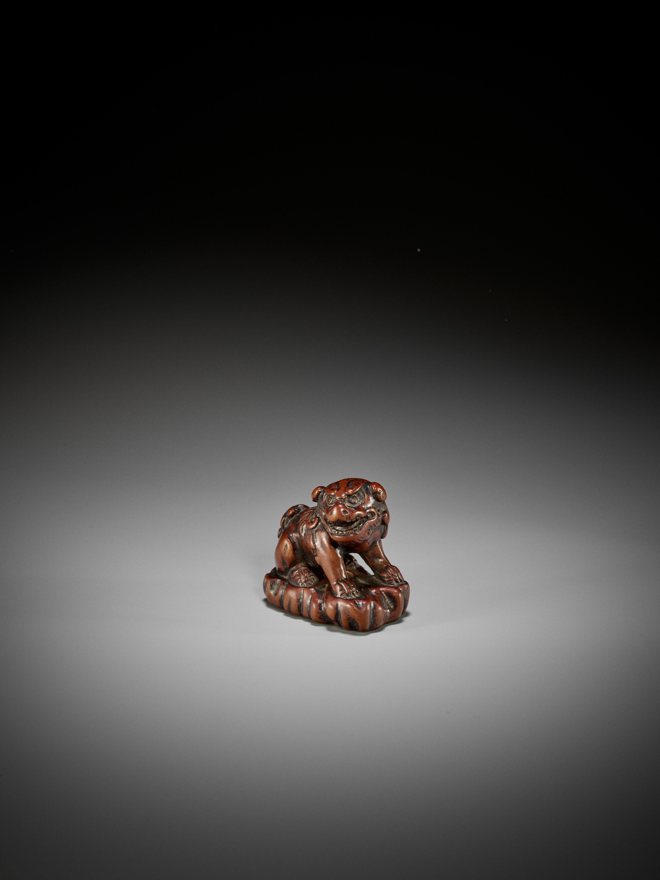 A GOOD WOOD NETSUKE OF A SHISHI - Image 5 of 11