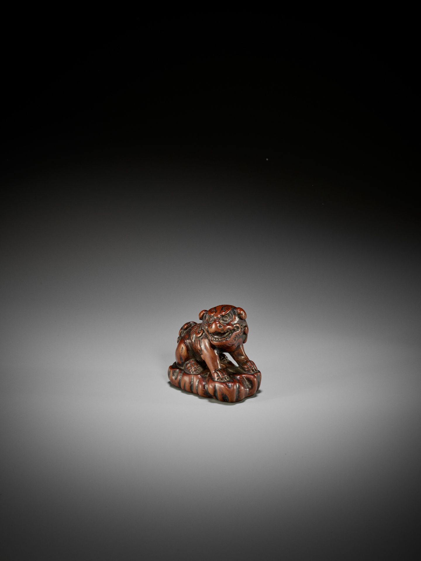 A GOOD WOOD NETSUKE OF A SHISHI - Image 5 of 11