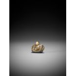 HIROMICHI: A FINE LACQUER NETSUKE OF A COURTIER