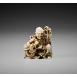 MINKOKU: A FINE IVORY NETSUKE OF THE RAKAN HANDAKA SONJA