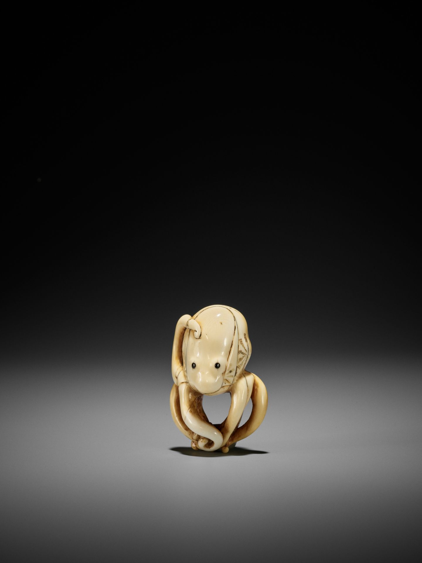 A GOOD IVORY NETSUKE OF AN OCTOPUS - Image 4 of 9