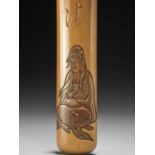 KANO TESSAI: A FINE EYE-GLASS CASE WITH BYAKUE KANNON WITH MATCHING POUCH