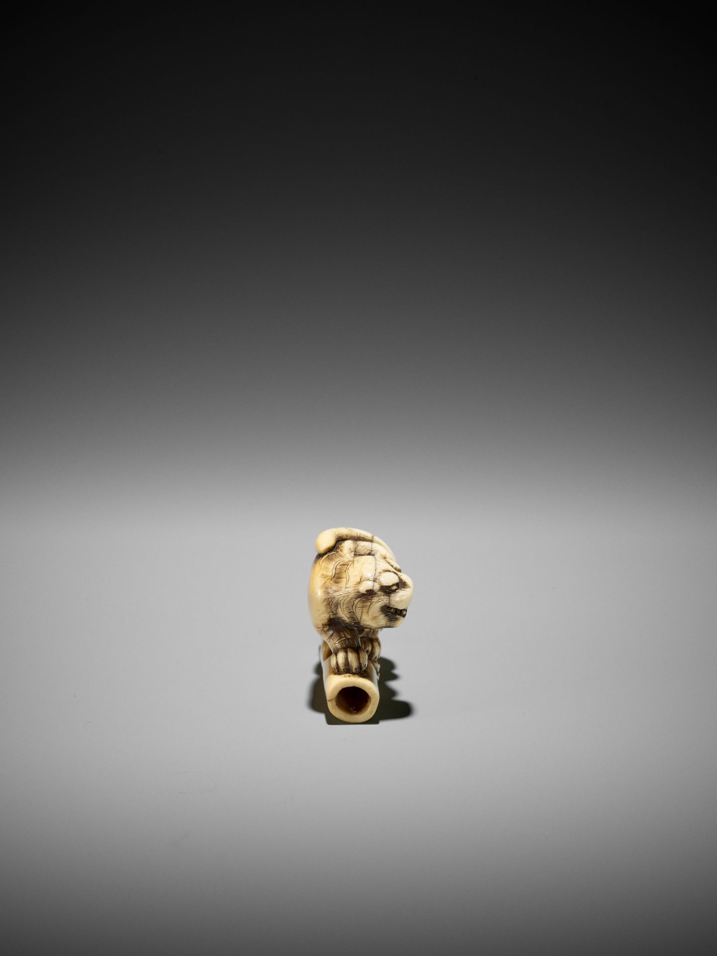 A POWERFUL KYOTO SCHOOL IVORY NETSUKE OF A TIGER ON BAMBOO - Image 7 of 13