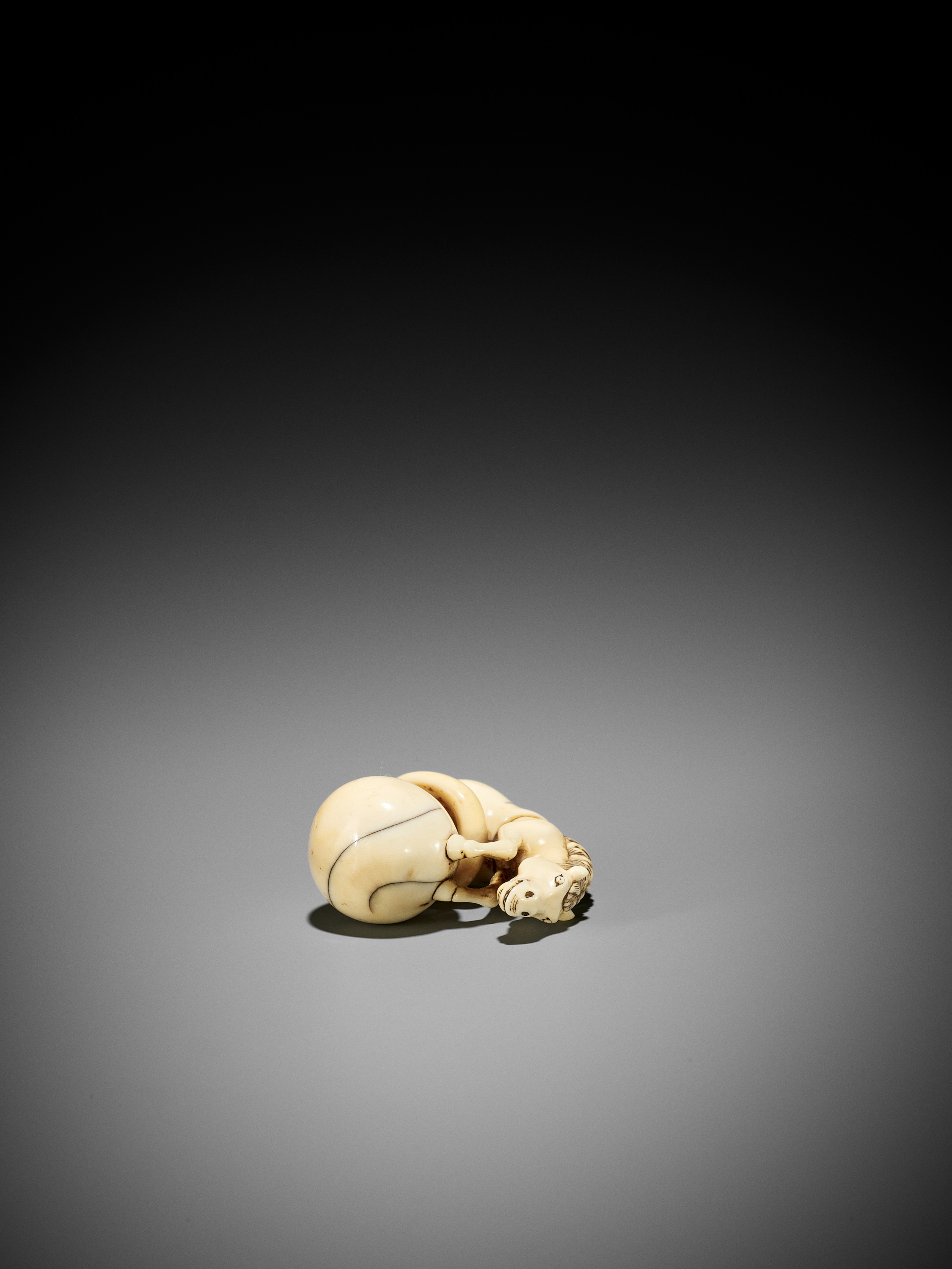 A GOOD IVORY NETSUKE OF CHOKARO'S HORSE EMERGING FROM A DOUBLE GOURD - Image 7 of 10