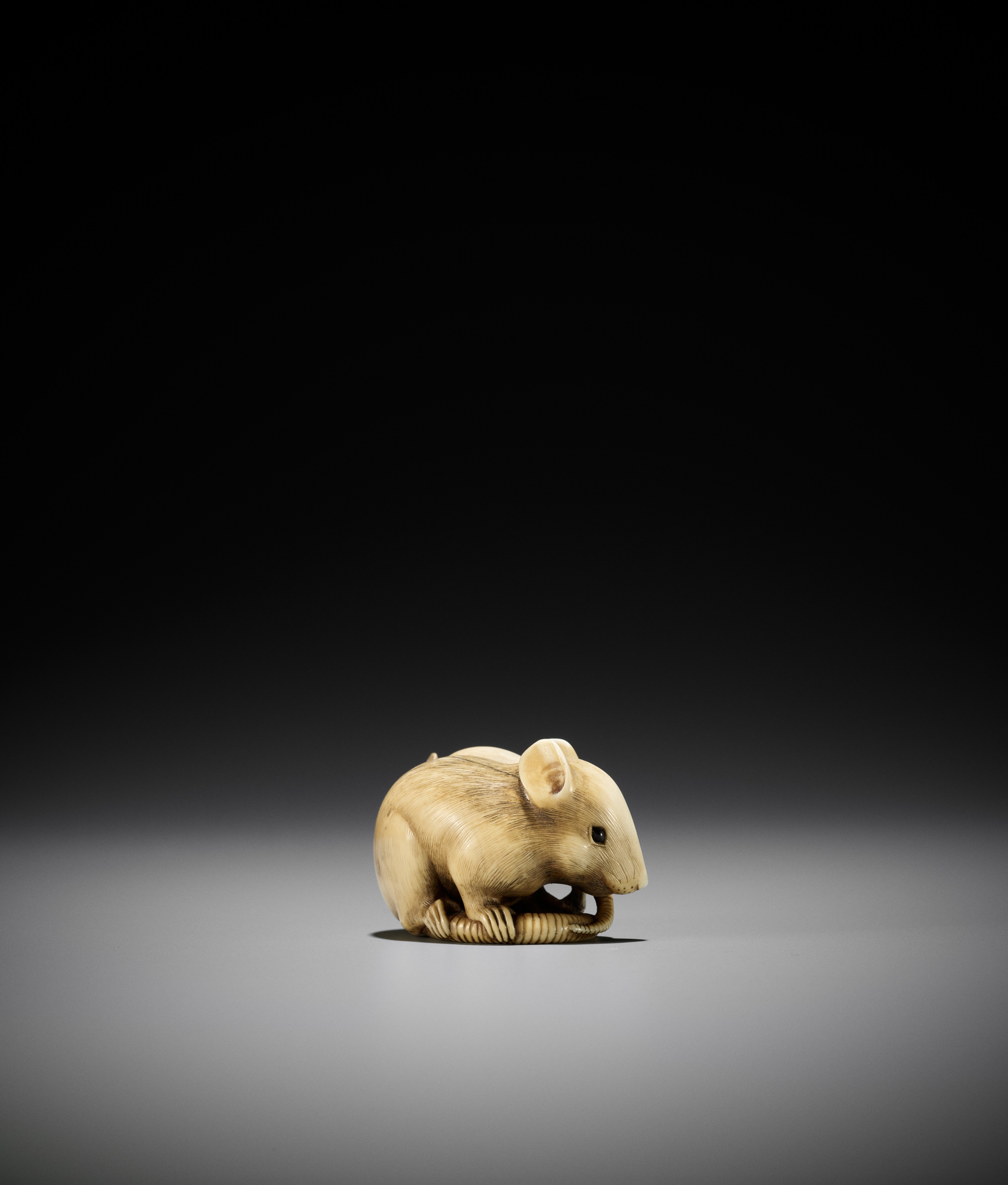 A POWERFUL AND LARGE KYOTO SCHOOL IVORY NETSUKE OF A RAT AND YOUNG - Image 3 of 11