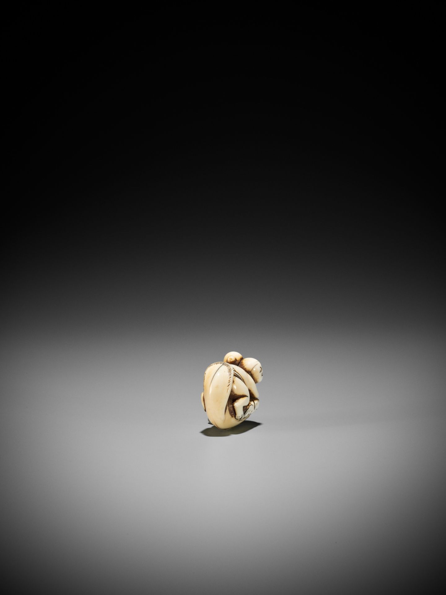 AN OLD AND PLEASINGLY TACTILE IVORY NETSUKE OF KADORI MYOJIN - Image 8 of 10