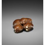 A FINE NETSUKE OF A CLUSTER OF HAMAGURI CLAMS