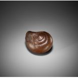 SARI: A SUPERB WOOD NETSUKE OF A SNAIL