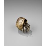 MITSUTA HARUO: A SUPERB BRONZE AND SILVER JIZAI (ARTICULATED) OKIMONO OF A HERMIT CRAB