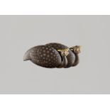 KATSUAKI: A FINE SILVER-MOUNTED OBIDOME (SASH CLIP) DEPICTING PHEASANTS