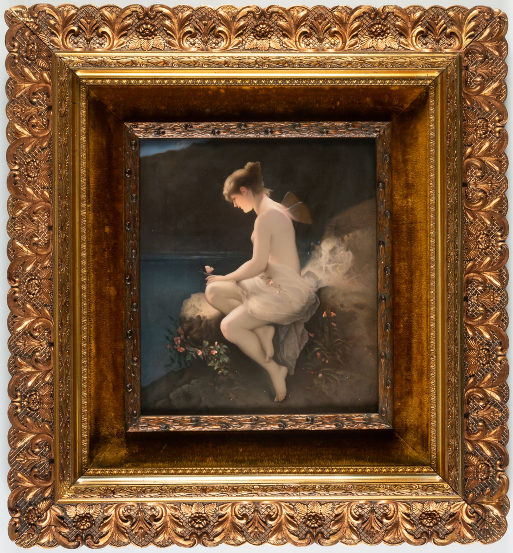 SEHR GROSSE PORZELLAN-MALEREI MIT DARSTELLUNG DER PSYCHE NACH W. KRAY (1828-1889) - Bild 2 aus 3