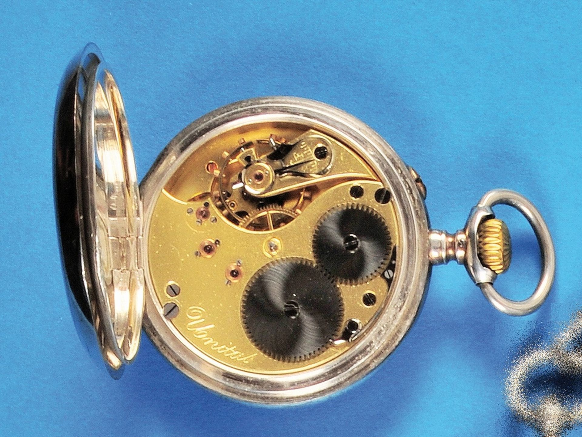 Unitas silver pocket watch